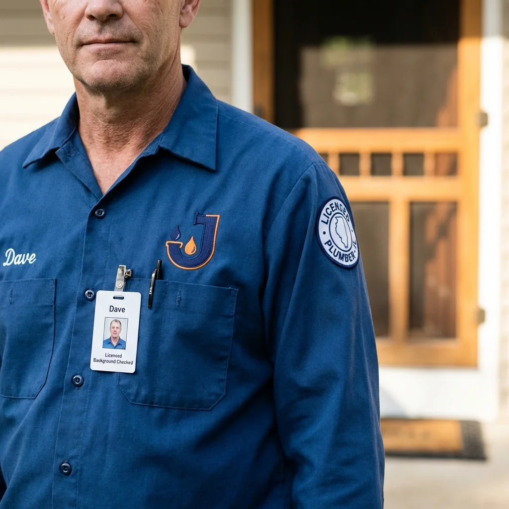Licensed plumber showing ID badge in West Bridgewater, MA
